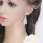 Brinco Noiva Zirconia E Perola Prata Festa Debutante Gota