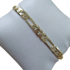 Pulseira Bracelete Masculina Folheada A Ouro 18k Figaro 3x1
