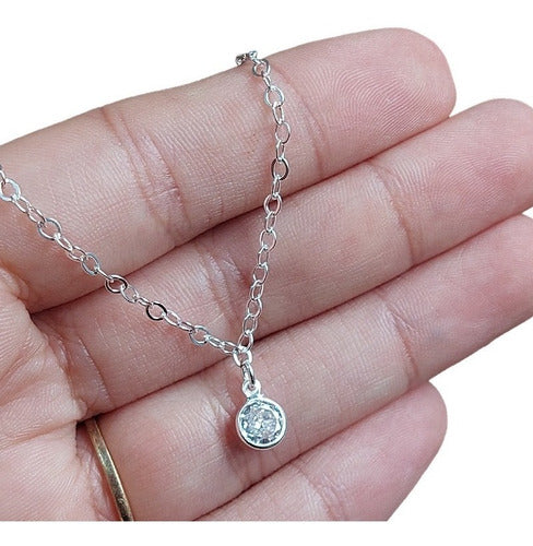 Tornozeleira Prata 925 Legítima Pedra Zirconia Ponto De Luz