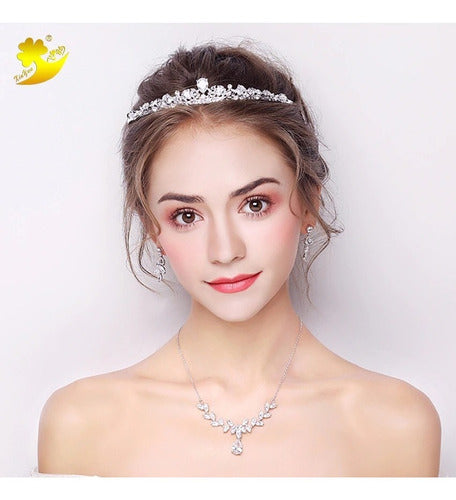 Coroa Tiara Cabelo Noiva Prata Princesa Zirconia Strass Gota