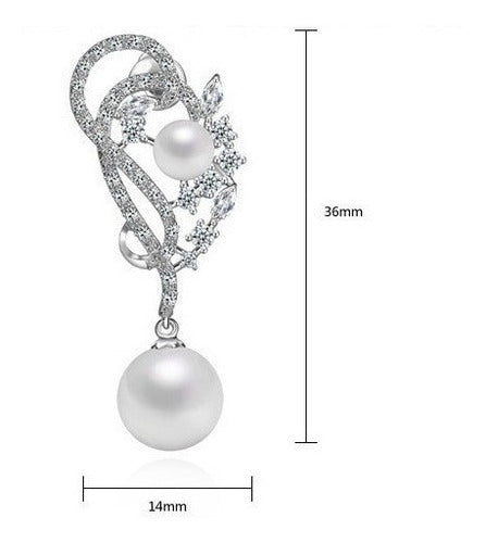 Brinco Pérola E Zirconia Noiva Delicado Prata Grande Luxo