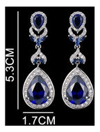 Brinco Noiva Pedra Zirconia Prata Azul Festa Luxo Debutante