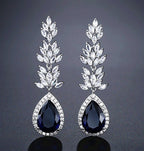 Brinco Zirconia Prata Azul Gota Pendurado Festa Debutante