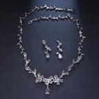 Colar E Brinco Noiva Zircônia Prata Festa Debutante Luxo