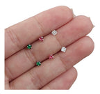 Trio Brinco Pedra Zirconia Ponto De Luz Prata 925 Colorido