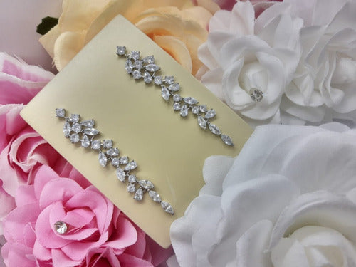 Brinco Noiva Zirconia Pendurado Grande Prata Debutante Luxo