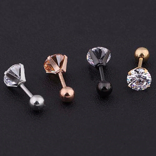 Piercing Tragus Cartilagem Ponto De Luz Dourado 2 3 4 5 Mm