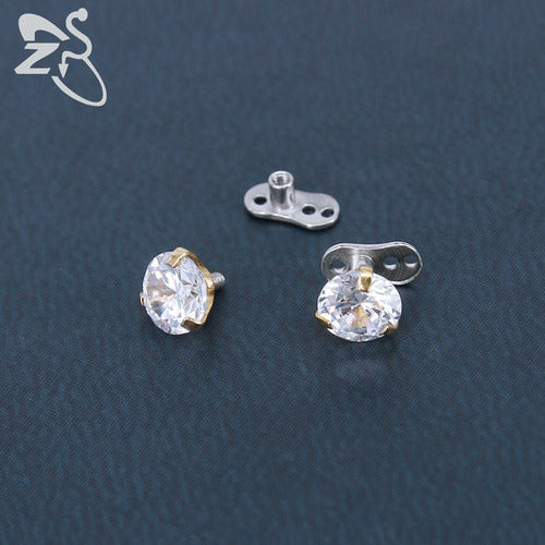 Piercing Microdermal Zirconia Pedra Cristal 3mm 4mm 5mm Aço