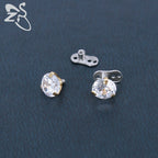 Piercing Microdermal Zirconia Pedra Cristal 3mm 4mm 5mm Aço