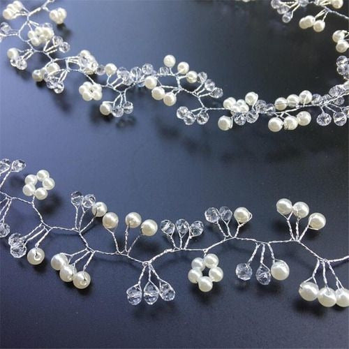 Tiara Arranjo Grinalda Cabelo Noiva Pérola Fio Strass Brilho