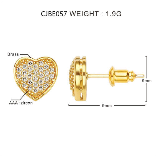 Brinco Pedra Zirconia Coração F Ouro Semi Joia Noiva Festa