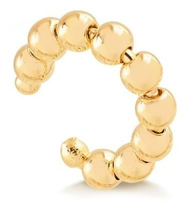 Piercing Argola Orelha Falso Fake Dourado Bolinhas