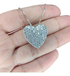 Colar Corrente Pedra Zirconia Coração Semijoia Banho D Rodio