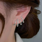 Brinco Ear Cuff  Pedra Zirconia Prata Pequeno Meia Argola