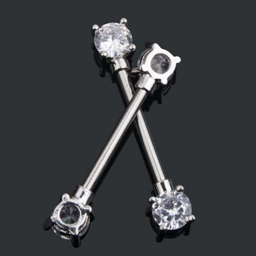Piercing Para Mamilo Prata Pedra Zirconia Flor Coração Par
