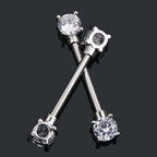 Piercing Para Mamilo Prata Pedra Zirconia Flor Coração Par