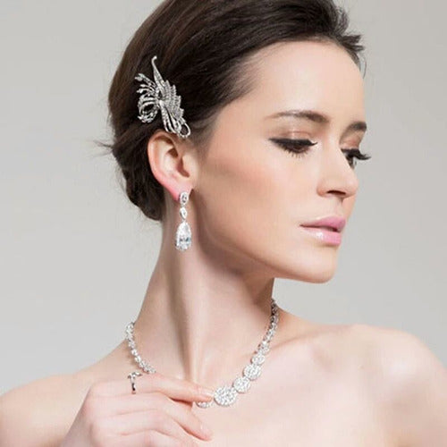 Brinco Noiva Pedra Zirconia Prata Festa Gota Luxo Debutante