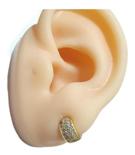 Brinco Argola Pedra Zircônia Dourado Folheado Ouro 18k 6 Mm