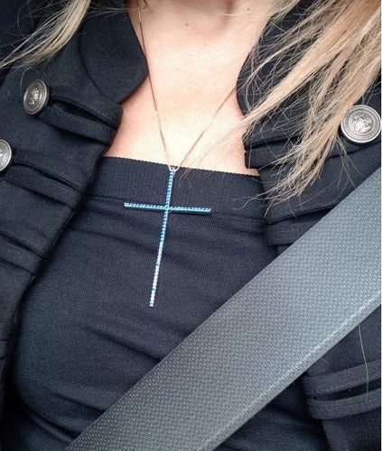 Colar Cruz Crucifixo Grande Pedra Zirconia Dourado Ou Prata