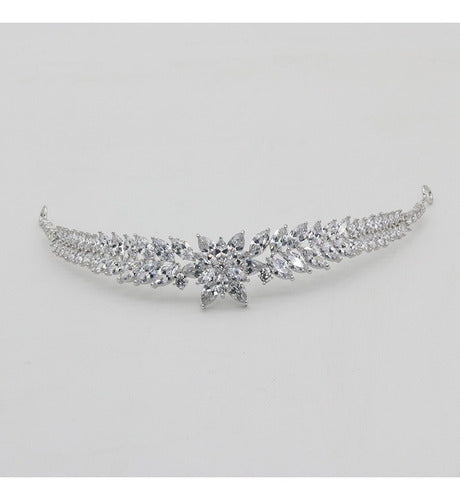 Coroa Tiara Cabelo Noiva Prata Zirconia Debutante Daminha