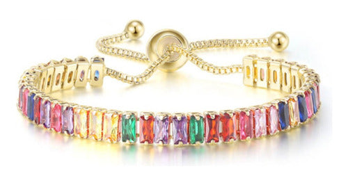 Pulseira Bracelete Pedra Zircônia Retangular Noiva Debutante