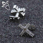 Piercing Microdermal Zirconia Pedra Coração Estrela Cruz Flo