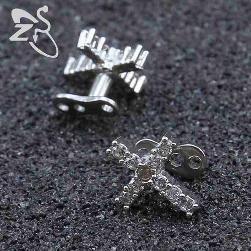 Piercing Microdermal Zirconia Pedra Coração Estrela Cruz Flo