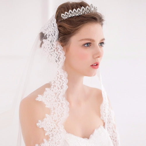 Coroa Tiara Cabelo Noiva Strass Prata Luxo Debutante