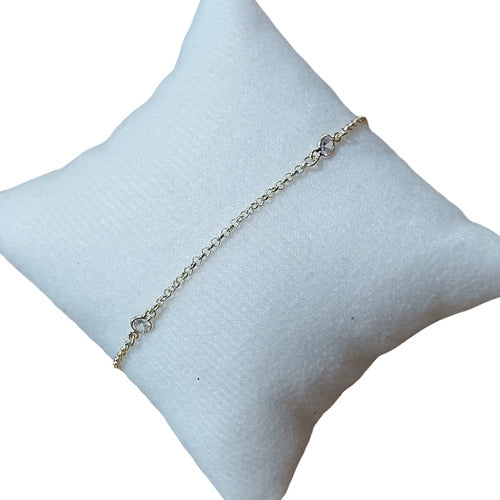 Pulseira Pedra Zirconia Folheada A Ouro 18k Dourada