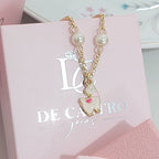 Pulseira Infantil Pingente Lhama Pérola Banhada Ouro 18k