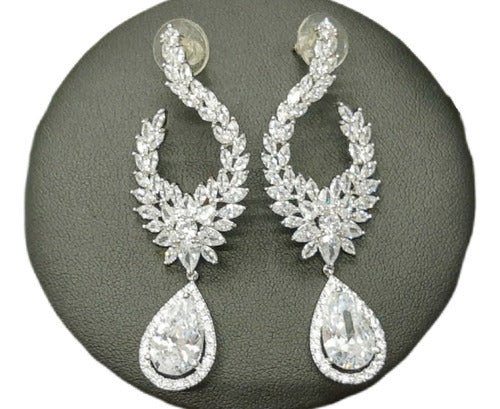 Brinco Noiva Pedra Zirconia Prata Festa Gota Luxo Grande