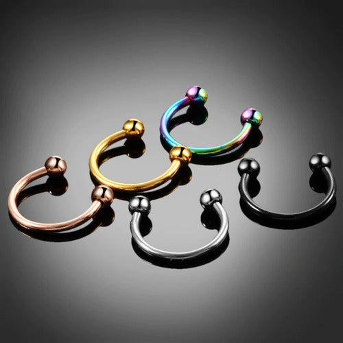 Piercing Septo Ferradura Titânio Cartilagem Preto Prata