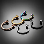 Piercing Septo Ferradura Titânio Cartilagem Preto Prata