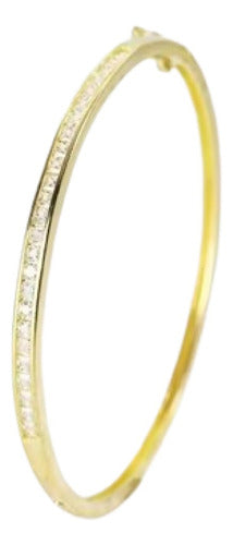 Pulseira Bracelete Dourada Com Pedra Zircônia Festa Semijoia