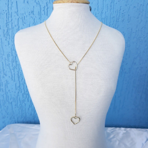 Colar Gravatinha Coração F. Ouro 18k Dourado Semi Joia