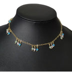 Colar Chocker Pedra Colorido Folheado A Ouro 18k Semi Joia