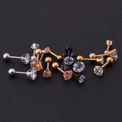 Piercing Tragus Cartilagem Ponto De Luz Dourado 2 3 4 5 Mm