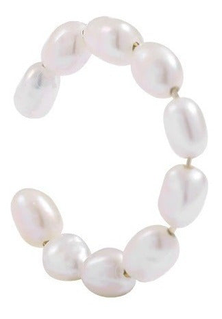 Piercing Argola Orelha Falso Fake Pérola Dourado