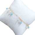 Pulseira Pingentes Pedras Cristais Coloridos Banhado A Ouro