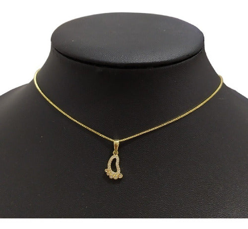 Colar Pezinho Gestante Pedra Zirconia F. Ouro 18k Semijoia