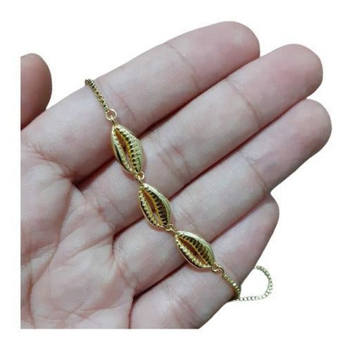 Pulseira Bracelete Dourada Búzios Fundo Do Mar Gravatinha