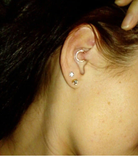 Piercing Nariz Septo Pedra Zirconia Daith 8 Mm Prata Dourado