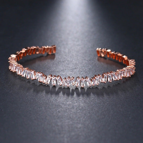 Pulseira Bracelete Prata Ou Dourada Zircônia Noiva Debutante