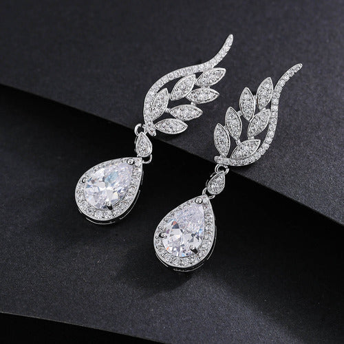 Brinco Noiva Pedra Zirconia Prata Gota Debutante Festa