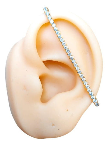 Piercing Fake Transversal Micro Zircônia Folheado Ouro 18k