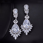 Brinco Verde Madrinha Zirconia Prata Festa Debutante Grande