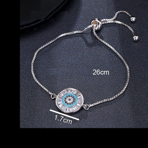 Pulseira Bracelete Prata Com Zircônia Olho Grego Presente