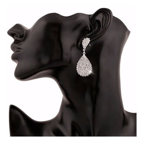 Conjunto Colar Chocker Pulseira Brinco Anel Noiva Strass