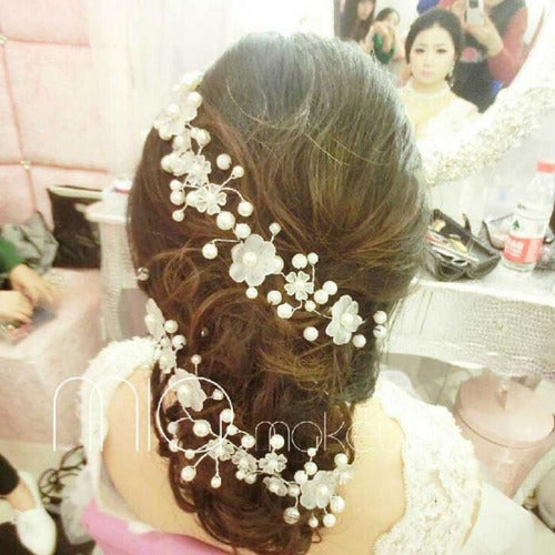Arranjo Cabelo Flexível Dama Daminha Flores Pérola Noiva