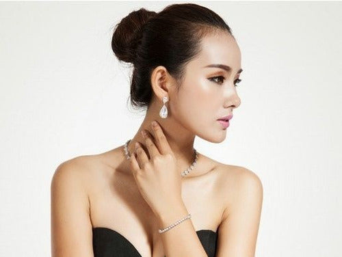 Brinco Noiva Pedra Zirconia Prata Festa Gota Luxo Debutante